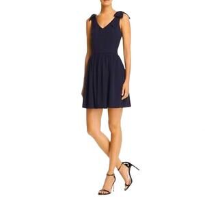 Aqua  Women's Bow Detail Fit-and-Flare Dress Black Size M BWT